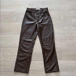 Abercrombie & Fitch Brown Faux Leather Trousers